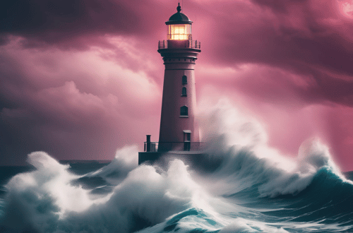 lighthouse standing strong in a surrounding storm