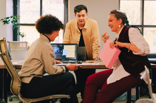 Three work colleagues living a true meaningful life