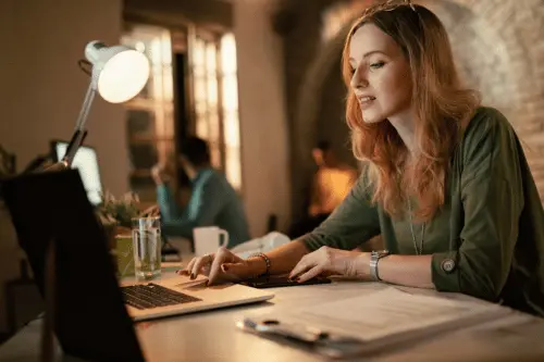 woman curating content to avoid digital stress