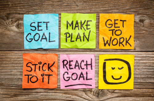 Setting goals on a board to relieve academic pressure