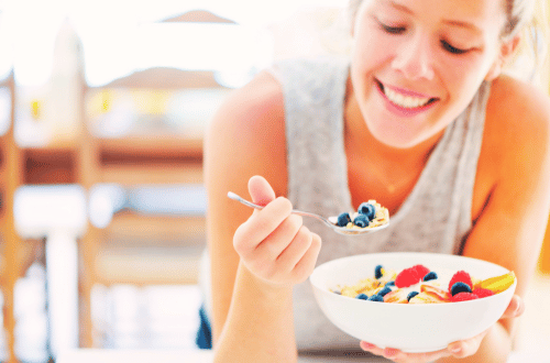 Woman eating superfood