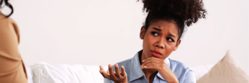 Comparison to others as a woman talks to someone else about particular issues