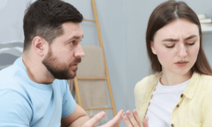 Resentment in relationships as a man tries to explain a situation to a woman