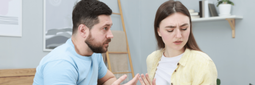 Resentment in relationships as a man tries to explain a situation to a woman