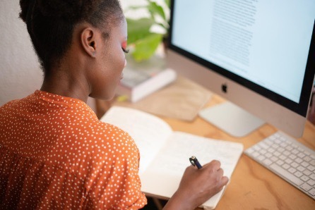 woman working at a computer