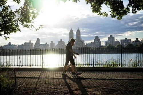 man and woman taking a walk