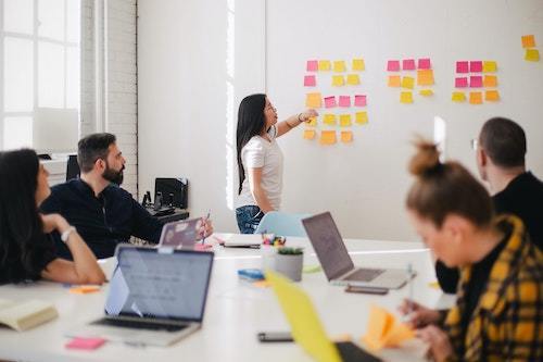 woman giving a presentation