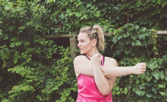 woman stretching sporty