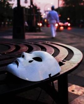 Mask on a bench