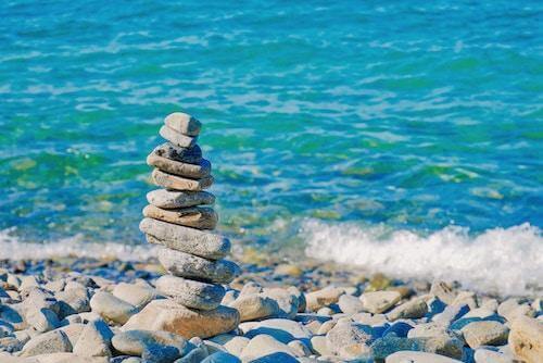 A stack of rocks on a beach