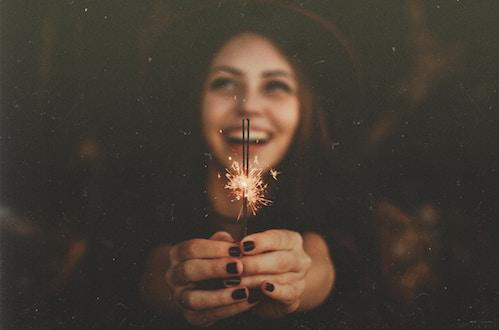 Woman holding a sparkler