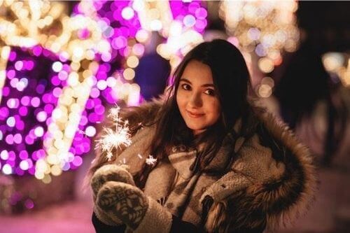 Girl at Christmas with Sparkler