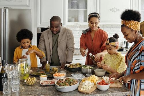 family cooking together