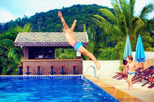 Man doing a belly flop