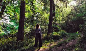 woman goes bush walking alone in forest