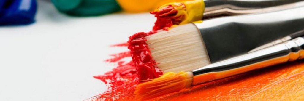 painting brushes red yellow color