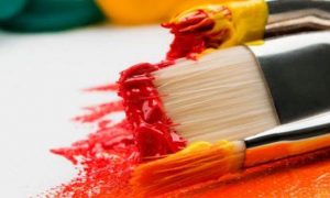 painting brushes red yellow color